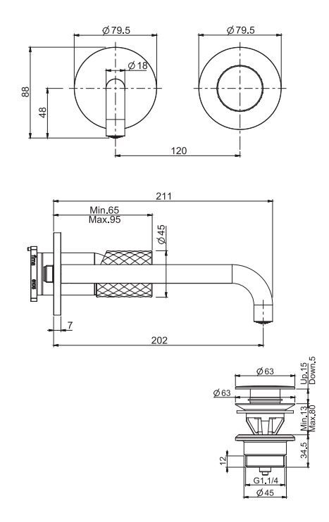 Смеситель для раковины Fima carlo frattini Spillo Tech F3051NLX9 схема 1