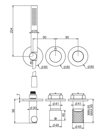 Стильный итальянский смеситель c душем Fima carlo frattini Spillo Tech F3049X8 ФОТО