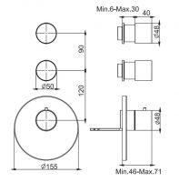 Смеситель для душа и ванны Fima carlo frattini Spillo steel F3083X2 схема 1