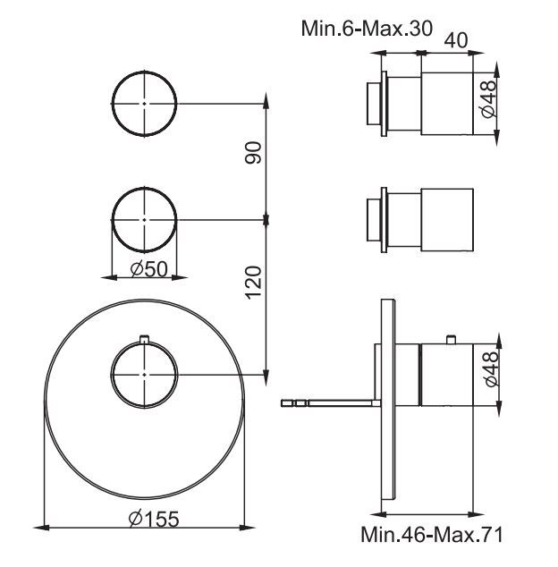 Смеситель для душа и ванны Fima carlo frattini Spillo steel F3083X2 схема 1