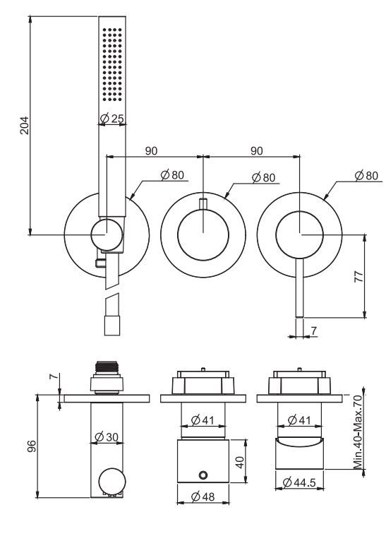 Смеситель для ванны c душем Fima carlo frattini Spillo up F3049X8 схема 1