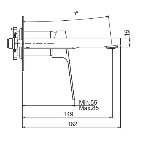 Смеситель с донным клапаном и длинным изливом для раковины Fima carlo frattini Fit F3391X5 схема 2