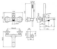 Смеситель строгой формы для ванны с ручной лейкой Fima carlo frattini Fit F3384 схема 1