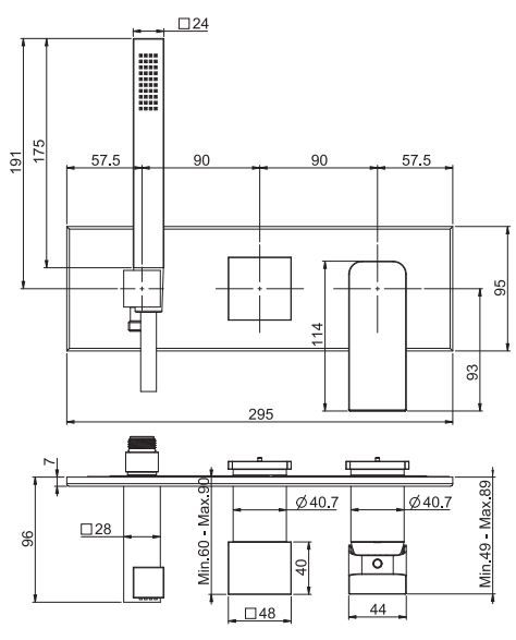 Смеситель для ванны c душем Fima carlo frattini Fit F3399NX2 схема 1