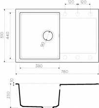 Мойка для кухни Omoikiri Daisen 78-LB-PA 4993688 Мойка для кухни Omoikiri Daisen 78-LB-PA 4993688