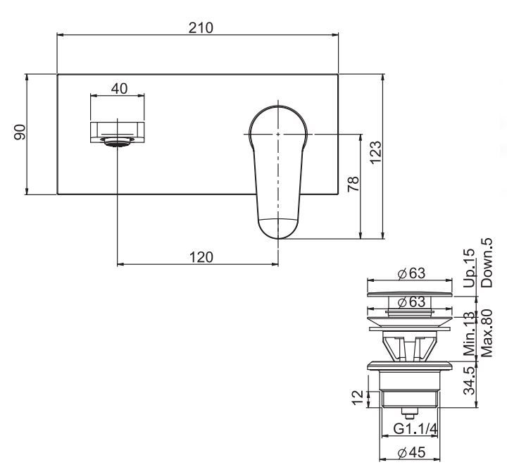 Смеситель для раковины Fima carlo frattini Serie 22 F3830LX5 схема 2