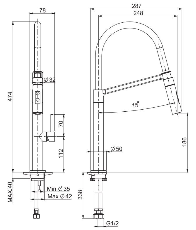 Смеситель для кухни Fima carlo frattini Flexi Kitchen F7047/2 ФОТО