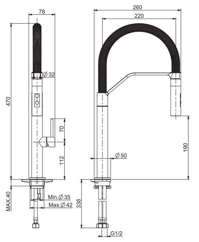 Смеситель для кухни Fima carlo frattini Flexi Kitchen F7047/1 схема 1