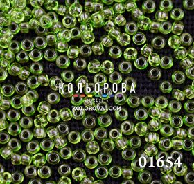 Бисер чешский 01654 зеленый прозрачный блестящий Preciosa 1 сорт