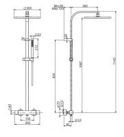 Душевая стойка с тропическим душем Fima - carlo frattini Wellness F4265/Q305 схема 1