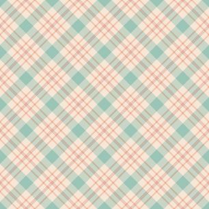 Хлопок Перкаль - Персиково-мятная клетка 25х75 limit