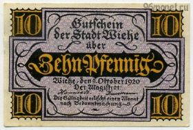 Германия. Нотгельд г. Виэ 10 пфеннигов 1920