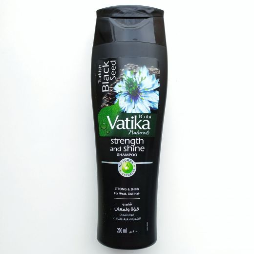 Шампунь Vatika Black Seed Strong & Shiny | Черный тмин Cила и блеск | 200 мл | Dabur