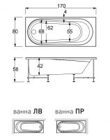 Ванна Hafro Nova 2NVB1 170х80 схема 1