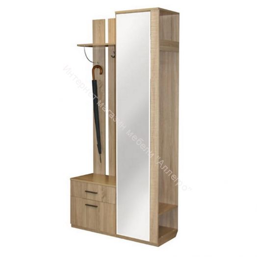 Прихожая Элана с вешалкой с зеркалом и тумбой 1,0 м