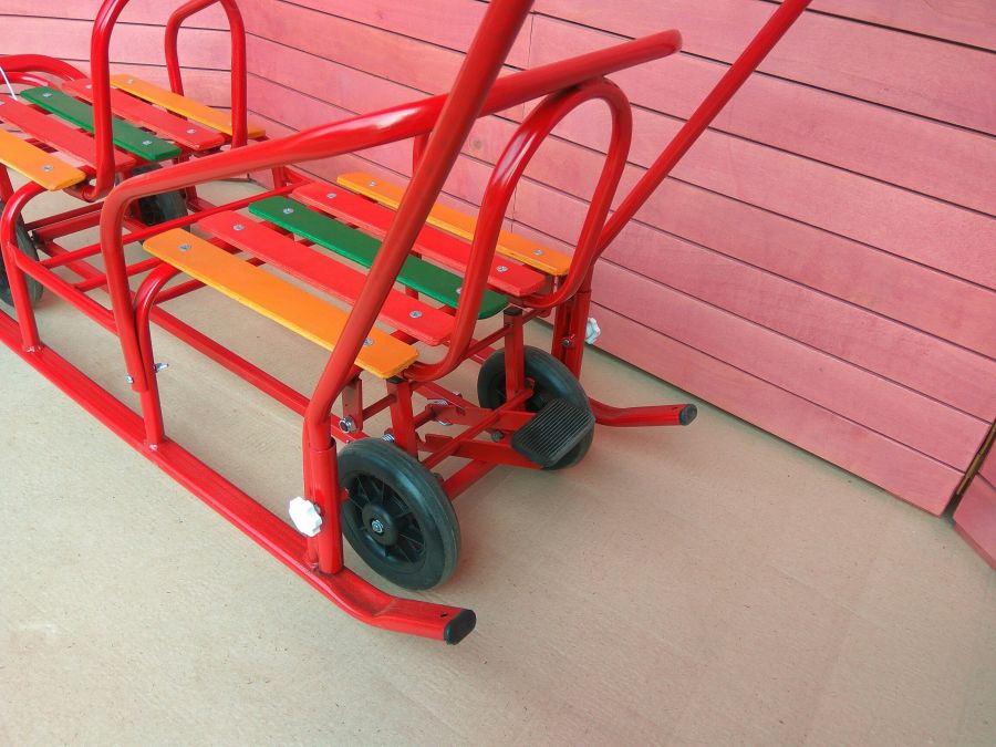 Санки для двойни с колесами КРАСНЫЕ