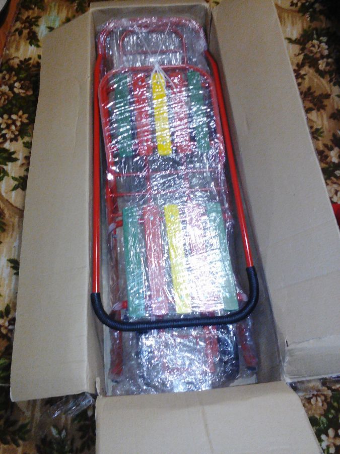 Санки для двойни с колесами КРАСНЫЕ