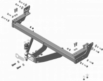 Фаркоп с оцинкованным шаром на Toyota Hilux 2015- без выреза в бампере. Тип шара: FE. Нагрузк