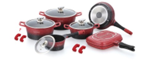 ​Набор кастрюль с мраморным покрытием Royalty Line RL-ES1015M Red Black