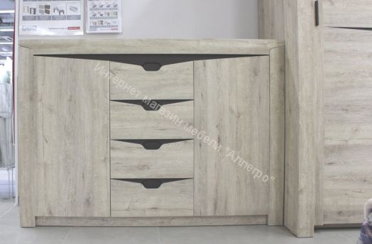 Тумба Соренто с 4 ящиками и 2 дверцами Дуб Стирлинг  (спальня)