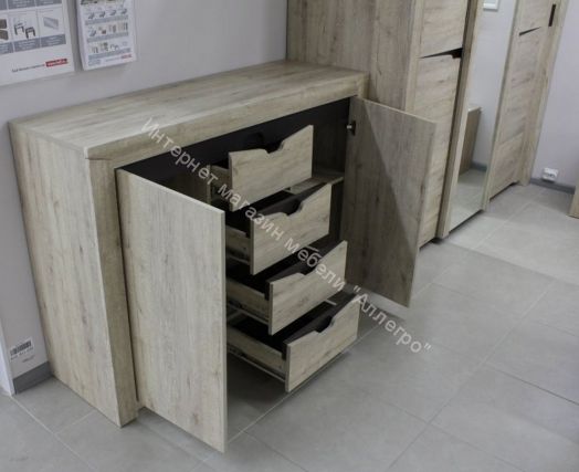 Тумба Соренто с 4 ящиками и 2 дверцами Дуб Стирлинг  (спальня)