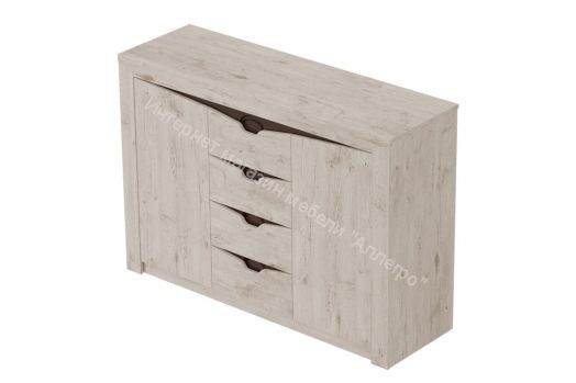 Тумба Соренто с 4 ящиками и 2 дверцами Дуб Стирлинг  (спальня)