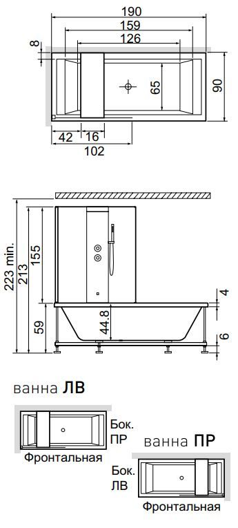 Ванна Hafro Era Plus box 3ERA4 с душевой колонной 190х90 схема 1