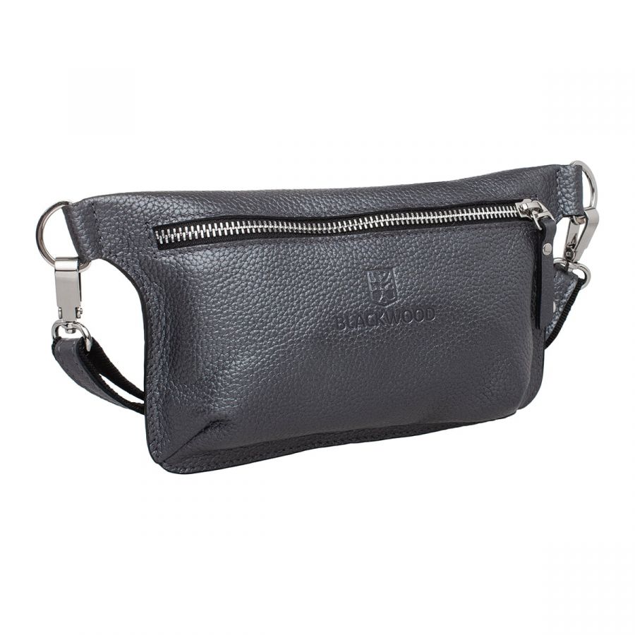 Женская кожаная поясная сумка Blackwood Maley Silver Grey