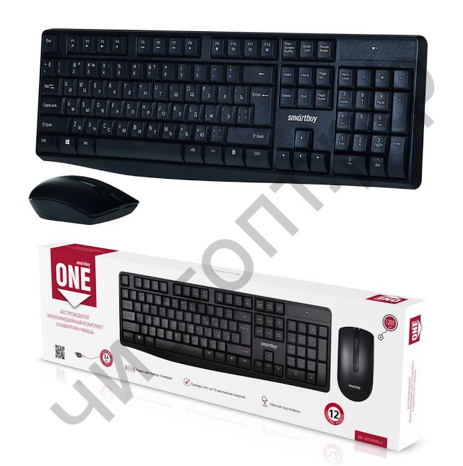 Набор (клав.+мышь) беспровод. Smartbuy ONE 207295AG черный (SBC-207295AG-K)