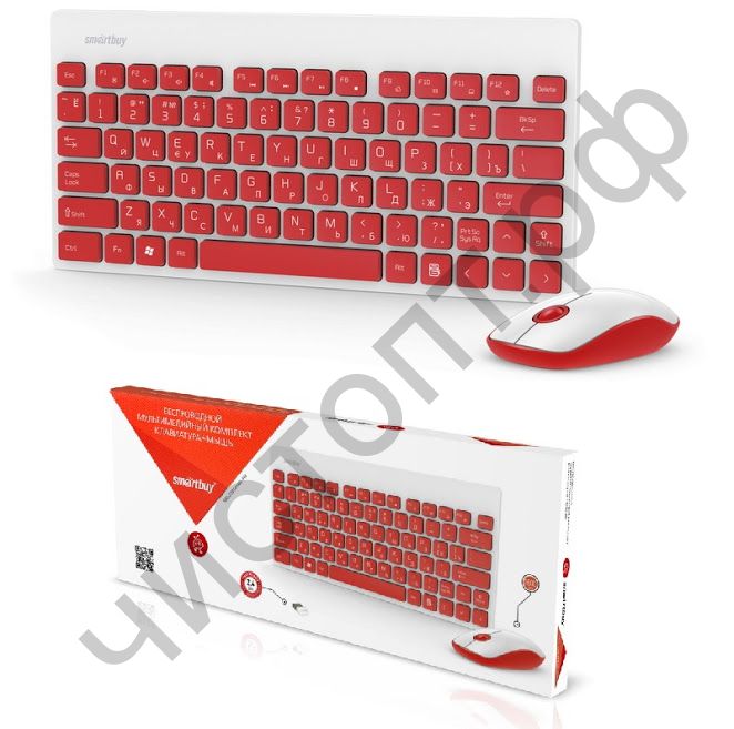 Набор (клав.+мышь) беспровод. Smartbuy 220349AG красно-белый (SBC-220349AG-RW)