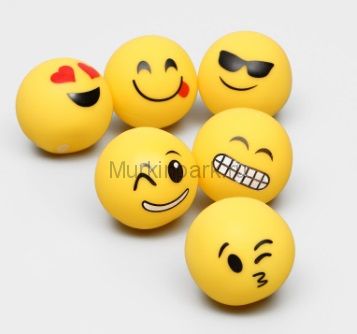 Игрушка пищащая "Смайлы" для собак, 6 см, микс эмоций