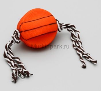 Игрушка на канате "Баскетбольный мяч" для собак, 9 см, микс цветов