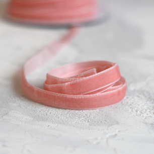 Лента бархатная 10 мм Персиково-розовая