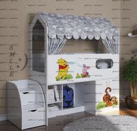 Кровать-чердак с лесенкой (80х160) белая ДС-12