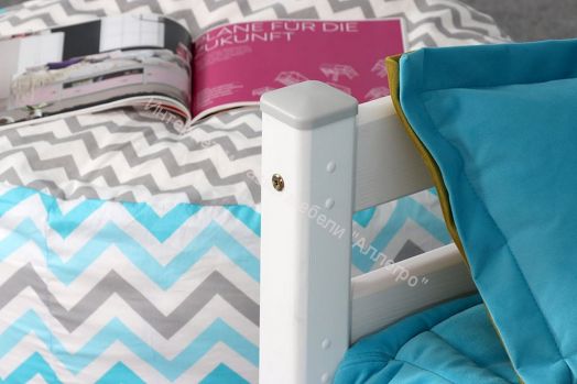 Кровать двухъярусная с наклонной лестницей "Адель" Белый полупрозрачный