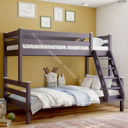 Кровать двухъярусная с наклонной лестницей "Адель" Лаванда