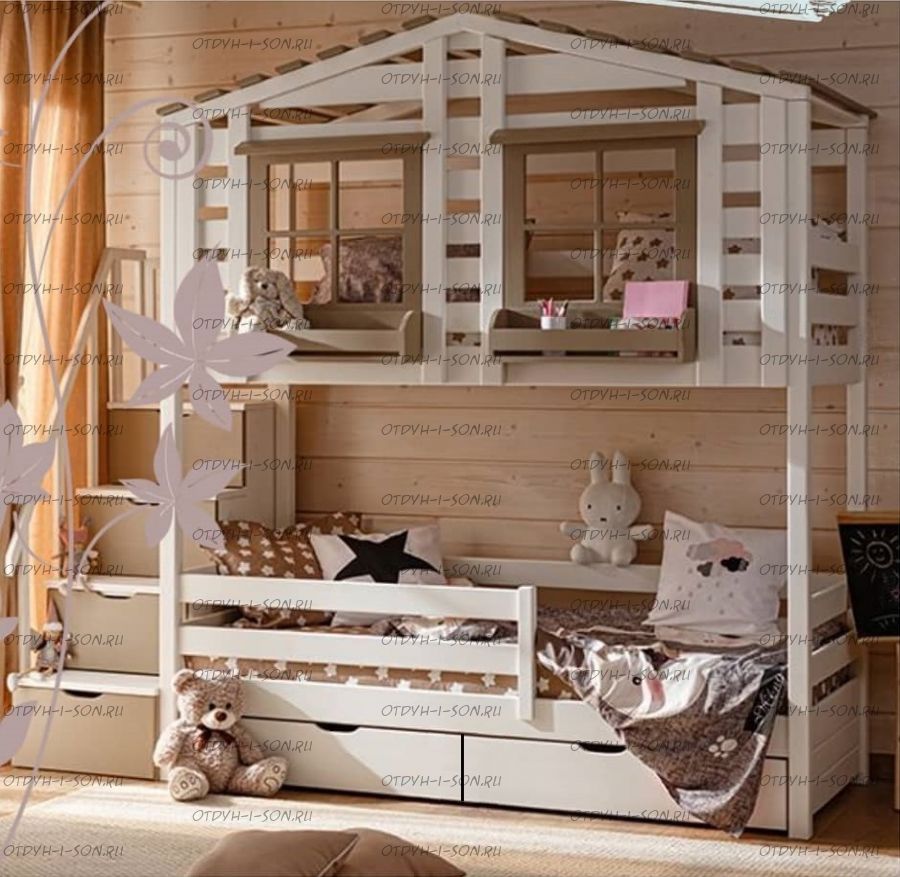 Кровать двухъярусная, Кровать-домик Roof №40D