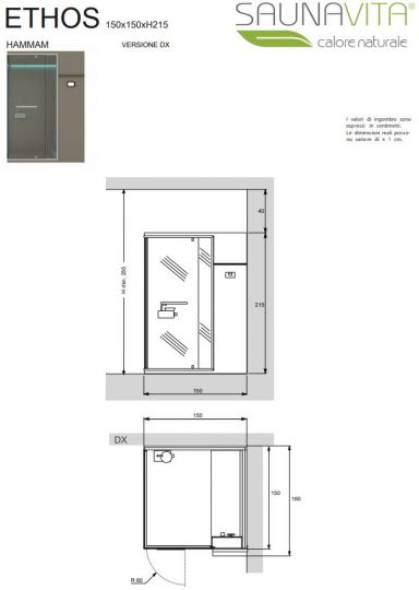 Хаммам со встроенным душем Hafro Ethos 150х150 ФОТО