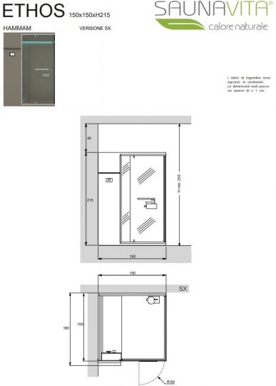 Хаммам со встроенным душем Hafro Ethos 150х150 ФОТО