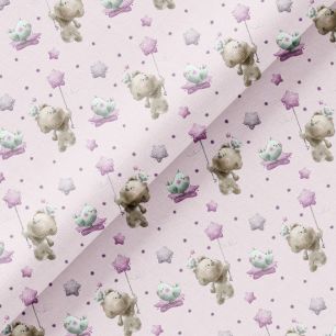 Хлопок Перкаль - Мишка со звездочкой на сиреневом 50х37 limit УЦЕНКА!!!