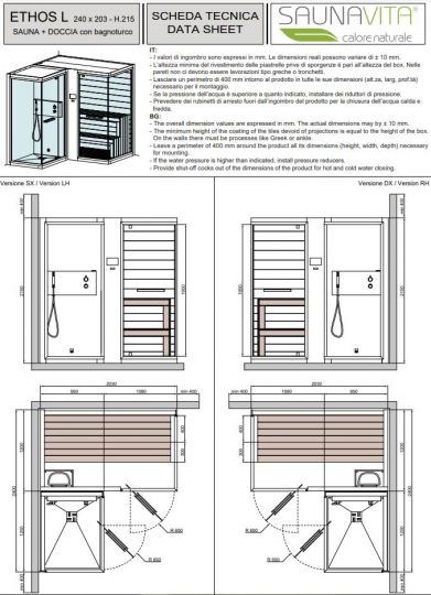 Хаммам со встроенным душем и сауной Hafro Ethos L 240х120 ФОТО