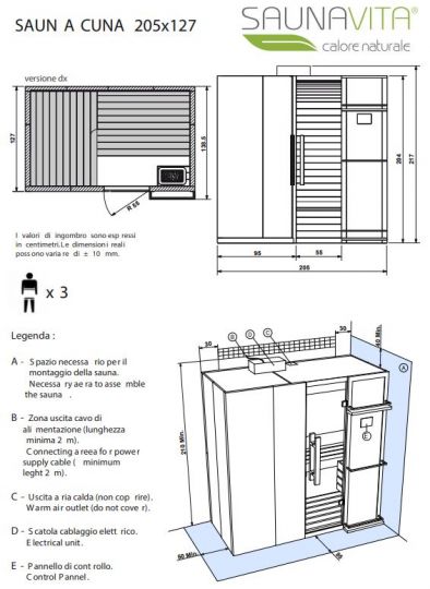 Готовая сауна для дома Hafro Cuna с хромотерапией схема 9