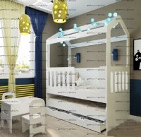 Кровать-домик двухъярусная выкатная Сказка ДС-35