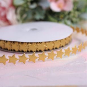 Лента декоративная - Золотые звездочки 1,2 см