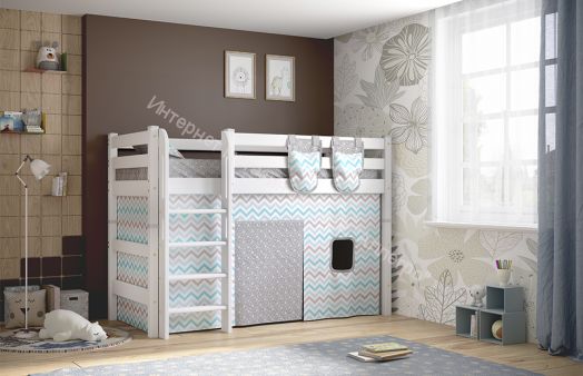 Шторы для низкой кровати Соня (небесный, коралловый)  СТАНДАРТ