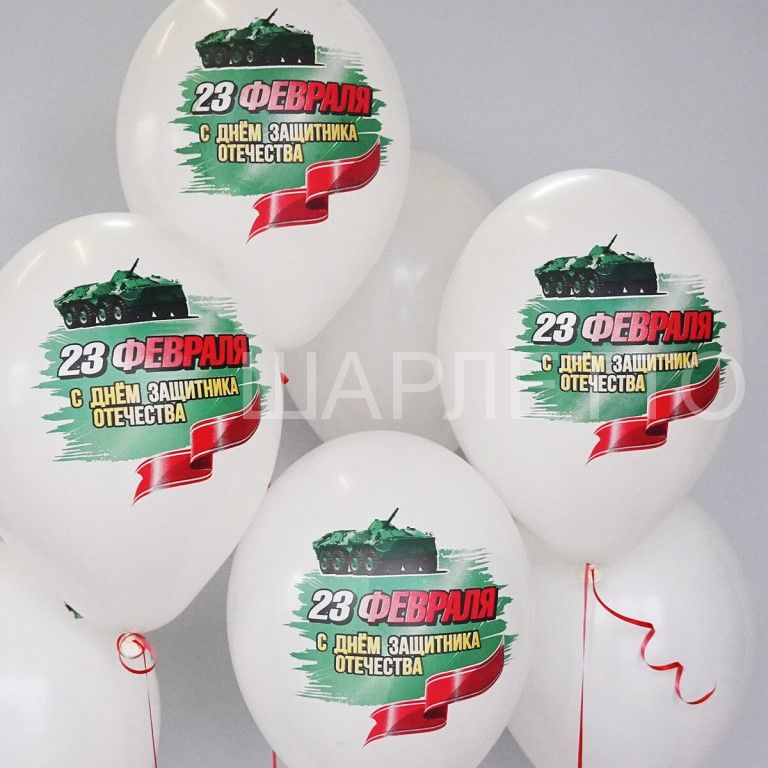 Шары "23 ФЕВРАЛЯ" Белые