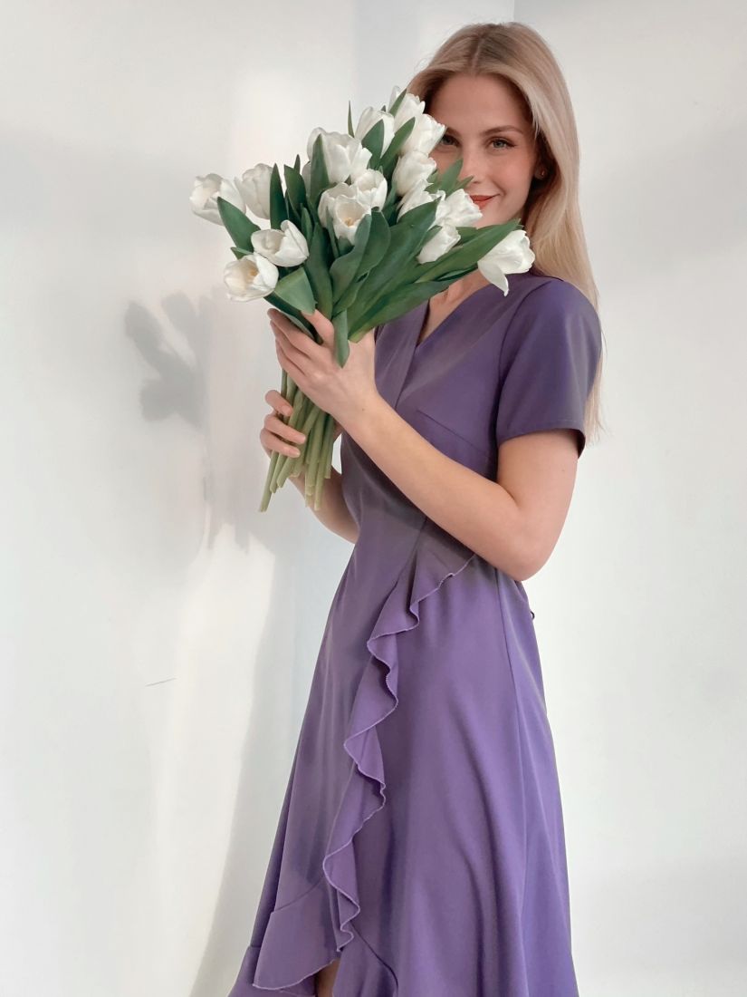 21445 Платье с запахом в цвете smoky lilac