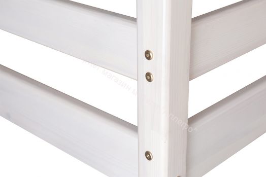 Вариант 5 Полувысокая кровать "Соня" Белая Массив сосны с прямой лестницей