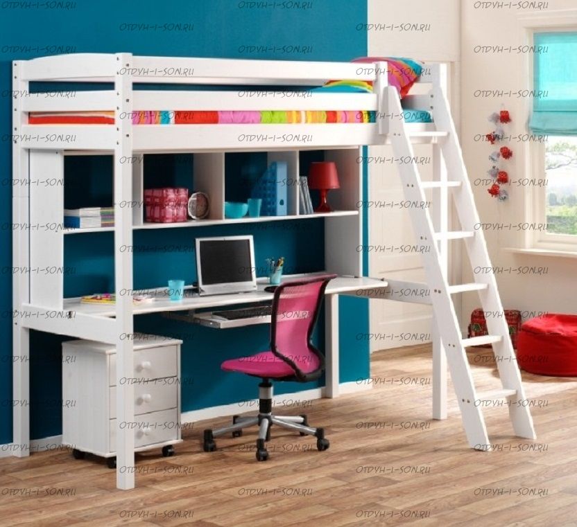 Кровать-чердак Кадет №4 с рабочей зоной