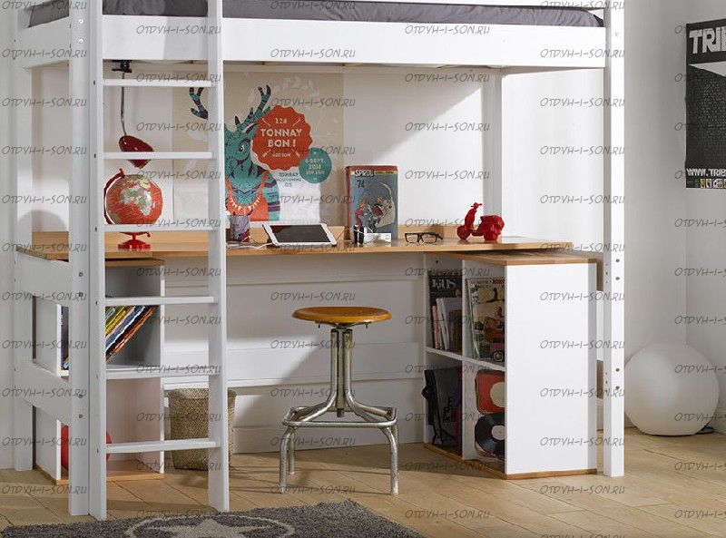 Кровать-чердак Кадет с рабочей зоной